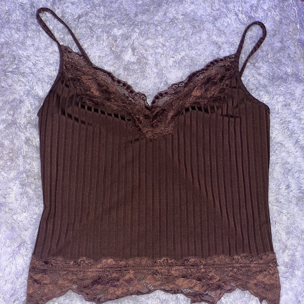Brown Lace Crop Top